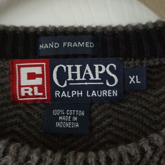 Chaps Ralph Lauren  Hand Framed Gray Sweater  Sz XL - Picture 4 of 5